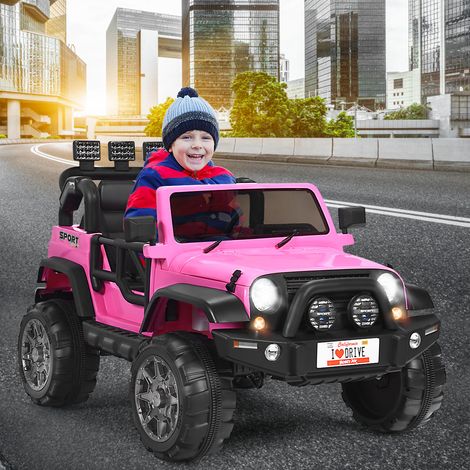 Voiture électrique 12 V Véhicule Electrique 2 Places avec Télécommande 2.4 G Suspension à Ressorts Lumières pour plus de 3 Ans Rose CW6107 Maison Chic (1/5)