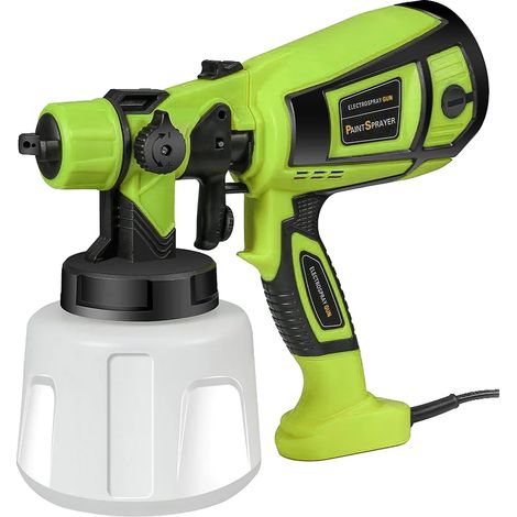 Pistolet à peinture électrique, capacité de 1000 ml, contrôle de débit réglable, Prise EU verte (1/2)
