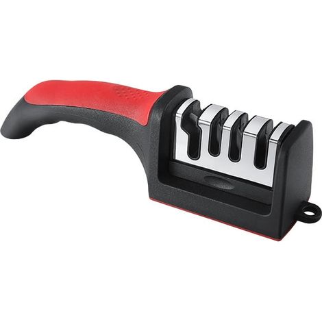 Affûteur de couteaux 4-en-1, aiguiseur 3 étages pour couteaux de cuisine, couteaux de poche et couteaux tumbler, lame diamantée robuste, efficace sur céramique, acier et ciseaux, affûteur polyvalent. (1/3)