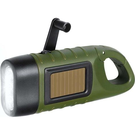 Handliche Solar-Taschenlampe, kompakte LED-Akku-Taschenlampe, tragbare Überlebens-Taschenlampe, Dynamo-Taschenlampe mit schnellem Verschluss für den Außenbereich, (1/5)