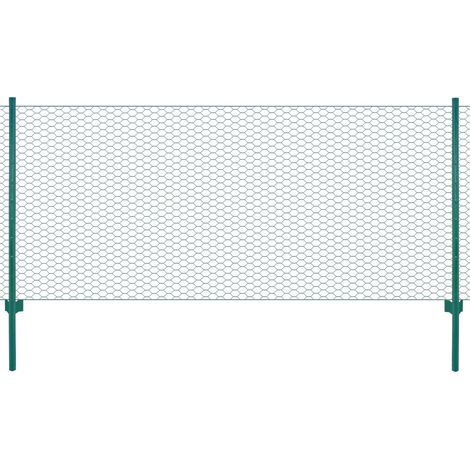 Valla de malla de alambre con postes de acero 25x1 m verde vidaXL