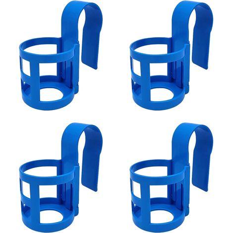 Lot de 4 porte-gobelets en plastique pour piscine - Accessoire multifonction pour piscine - Convient à la plupart des piscines (bleu)
