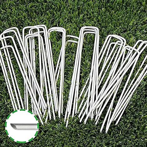 ALLIANDISLot de 50 Piquets de Fixation en Acier - 150 mm de Long, Ø 3 mm - pour Toiles de Paillages et de Jardinage, Grillage et Filets (1/5)