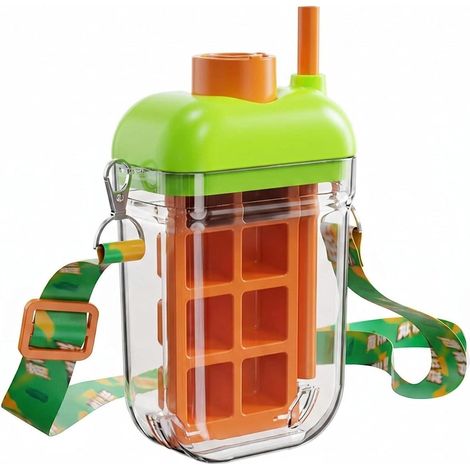 2 in 1 Ice Maker Cup with Straw, All in One Ice Cube Tray Water Bottle, One Press Quick Release ICES Cube Mold (1/5)