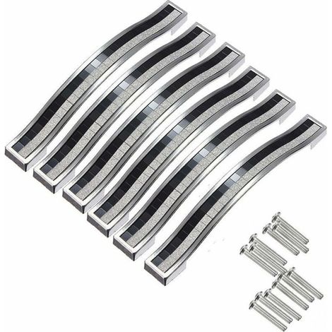 Poignées de meuble avec entraxe adapté, poignées de tiroir pour meubles modernes, longueur 140 mm, bouton de tirage en zinc et cristal couleur argent, pour meubles résistants.