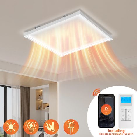 Randaco Radiador infrarrojo - aplicación wifi - para 10 m² - 60 x 60 cm - 360 W - calefacción de techo (1/2)