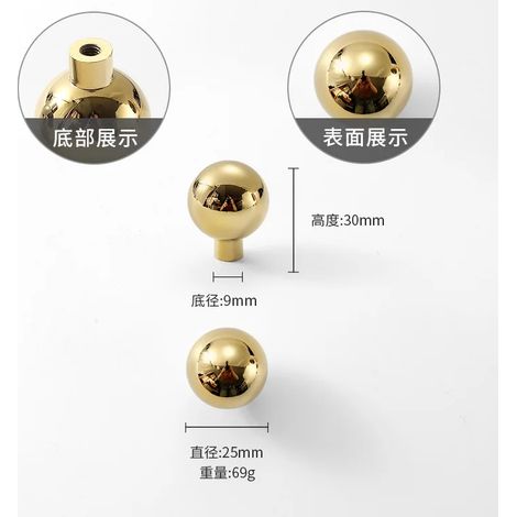 (Or brillant - 1 pièce) Boutons et poignées en laiton massif de style nordique pour tiroirs et commodes - Poignées de meubles en bronze - Poignées créatives et luxueuses pour armoires de cuisine (1/5)
