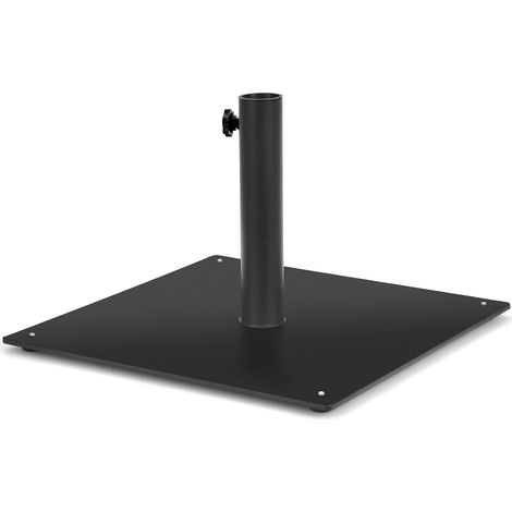 GOPLUS Pied de Parasol en Métal Robuste, Support de Parasol avec Bouton Rotatif, Convient pour Poteaux de Parapluie de Φ 41/49 MM, Base de Parasol Carrée, pour Jardin, Terrasse, Plage (1/5)
