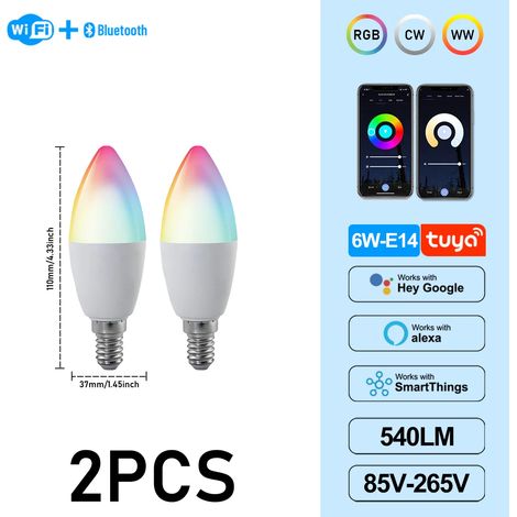 (2 unités, AC85-265V) Ampoules LED Graffiti 6W C37 E14, contrôlables par application, adaptées aux lustres en cristal (1/5)