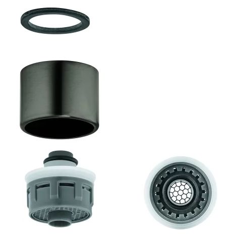 GROHE Aireador 48194, rosca interior, M 22 x 1, 19,0 l/min, regulador de chorro dual GROHE Blue, para Minta, hard graphite cepillado, 48194AL0