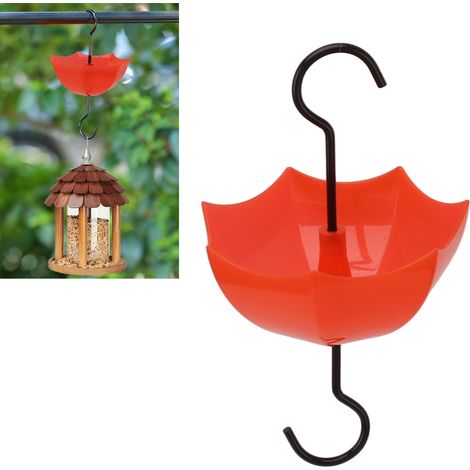 Protecteur pour Mangeoire Colibri Modèle A - Cupule Anti-Fourmis Grande Capacité 5oz Translucide Design Parapluie Rouge avec Crochets Métal ABS (1/5)