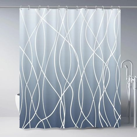 Filiyano-Rideau de douche moderne à rayures noires et blanches ondulées, rayures dégradées, rideau de douche décoratif pour salle de bain, 120 x 180