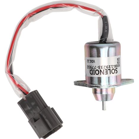 Solenoide de corte diésel metálico de 12 V, número de pieza 119233-77932, para John Deere, 3 terminales.