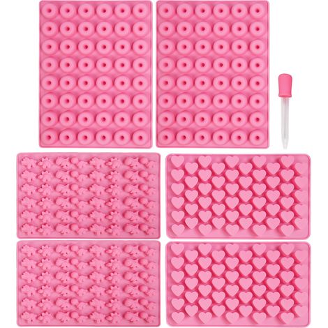 6 moules à bonbons en silicone avec pipettes, souples et réutilisables, en forme de mini dinosaure et de cœur, pour la pâtisserie et la confection de fudge. (1/5)