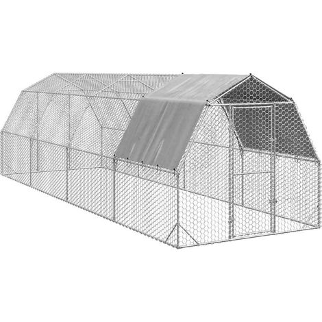 Hühnerstall mit Dach 2,5x8x2,25 m Verzinkter Stahl