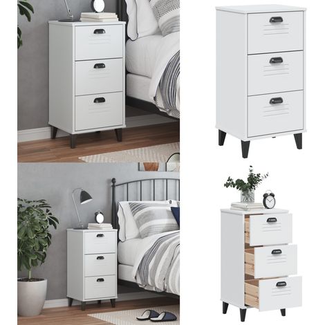 Table de chevet VIKEN blanc bois d'ingénierie - Table De Chevet - Meuble De Chambre - Table Industrielle - Commode - Rangement - Home & Living