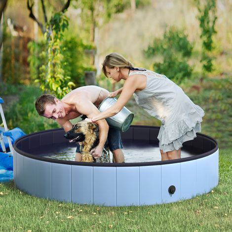 Bañera plegable portátil para perros de PVC azul, Φ160 x 30 cm.