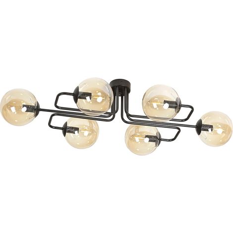 Lampadario Emibig Brendi metallo 6xE14 nero/miele dimmerabile (1/5)