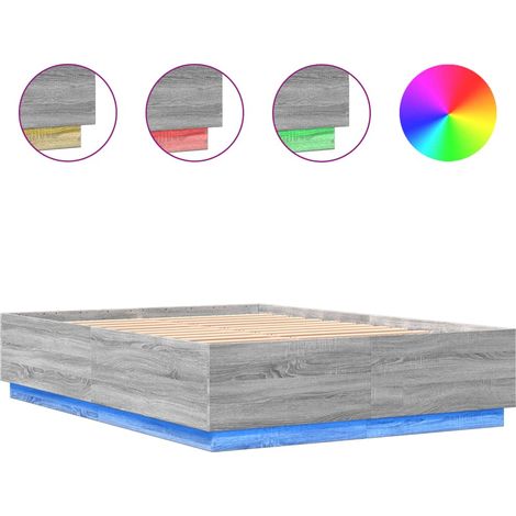 Lit double - lit simple - Cadre de lit avec LED sonoma gris 120x200 cm fr5289 - Maison La Vie (1/5)