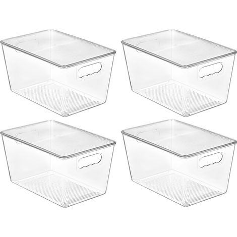 Boite Rangement Cuisine Plastique, Transparent, 4 Pack, Grande (1/5)