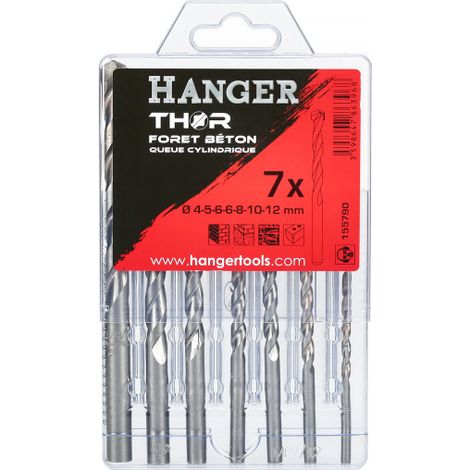JUEGO DE BROCAS PARA HORMIGÓN MANGO CILÍNDRICO THOR 7 PIEZAS HANGER HGR/155790 (1/3)