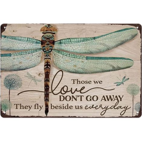 Plaque murale pissenlit et libellule – « Ceux que nous aimons ne disparaissent pas » – Décoration vintage pour intérieur et extérieur (1/5)