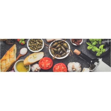 Maison Exclusive - Küchenteppich Waschbar Wein & Essen 45x150 cm (1/5)