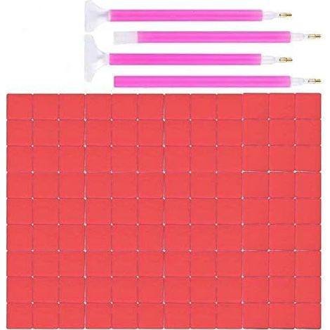 Kit de peinture diamant 5D (100 pièces de 2 cm x 2 cm) avec 4 stylos de 4 tailles différentes et outils pour broderie et point de croix. (1/5)