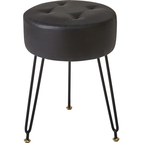 Tabouret de vanité Maquillage, Chaise Ronde en Cuir, Noir L/G-31B (1/5)