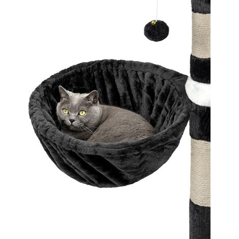 lionto 2er Set Liegemulde für Kratzbäume, Liegefläche mit stabilem Metallrahmen & Stoffbezug, 40 cm Durchmesser, 25 cm Tiefe, schwarz
