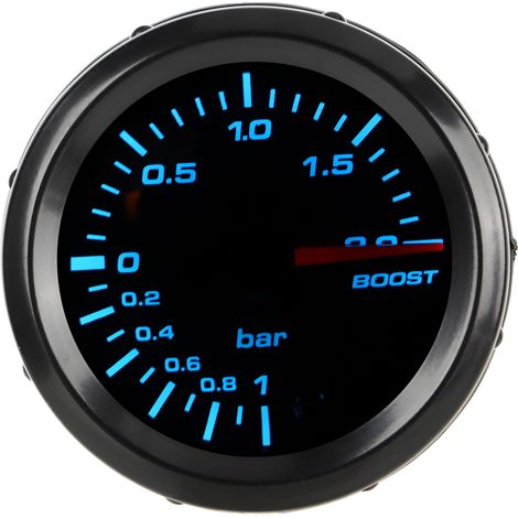 Manomètre de pression de turbo 52 mm (2 pouces) avec capteur et aiguille, rétroéclairage LED 7 couleurs, universel pour voitures essence modifiées (1/5)
