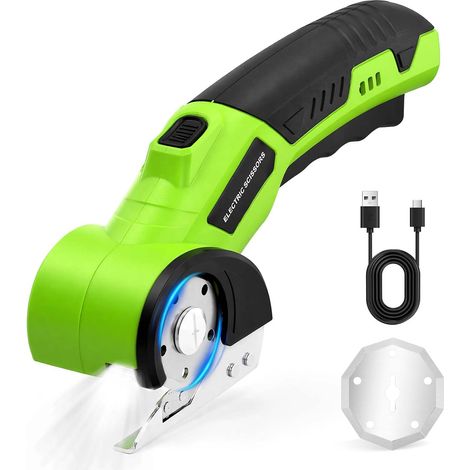 Cordless Electric Scissors, Rotary Sewing Cutter with LED Light, Powerful Cardboard Cutter for Fabric, Leather, Carpet and Plastic - Cutting Tool for Sewing and DIY (1/5)
