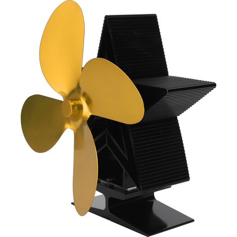 4-Blatt-Wärmeventilator für Holzöfen und Kamine zur Wärmeverteilung (Gold) (1/5)