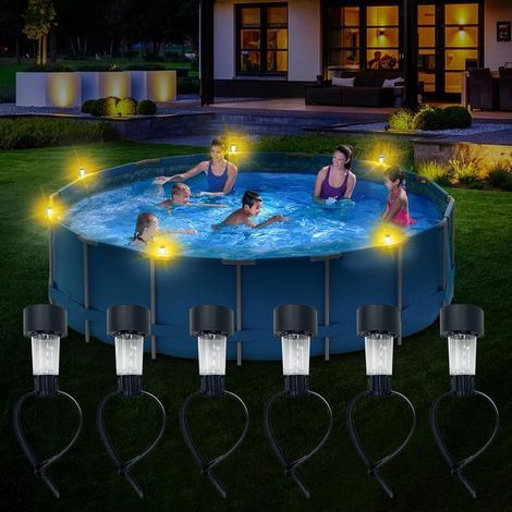 6er-Set IP44 wasserdichte Solarleuchten für Pool, Einfahrt, Rasen, Terrasse und Patio – 8–10 Stunden Akkulaufzeit (1/4)