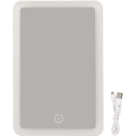 Miroir de maquillage LED réglable sans gradation, rotation à 180°, interrupteur tactile, rechargeable via USB, éclairage lumineux (1/5)
