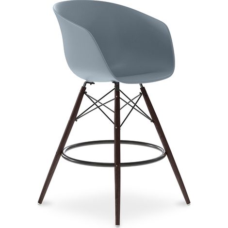 Barhocker im skandinavischen Design mit dunklen Holzbeinen – Pirela Hellgrau (1/5)