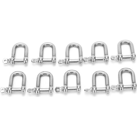 10 manilles droites M5 en acier inoxydable, type D, pour chaîne de gréement, crochet et vis à élingue (1/5)