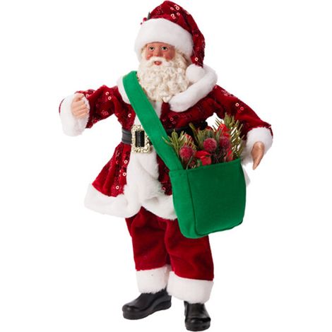 Babbo Natale decorativo in tessuto colore rosso per decorazioni natalizie h 30 cm -Stile 2