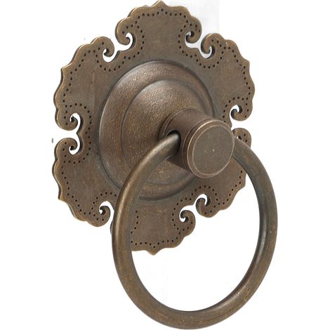 Anneaux de porte hexagonaux, anneaux de porte en laiton de style antique chinois en forme de tête de lion et de fleur, poignées de porte de tiroir et d'armoire, poignées rétro (1/5)