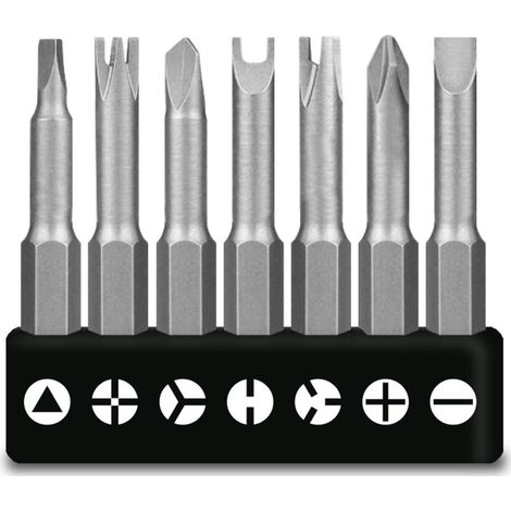 Lot de 7 embouts de tournevis en forme de U, 50 mm, forme de U, type Y, triangle, croix intérieure, trois points, acier au chrome vanadium spécialement moulé (1/5)