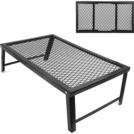 Table pliante extérieur mini portable camping pique-nique support barbecue intégré rangement fer (1/5)