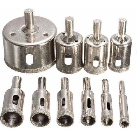 Jeu de 10 forets HSS à revêtement diamant pour outils électriques, pour carrelage, marbre, verre, céramique, scie cloche, 6 mm à 30 mm