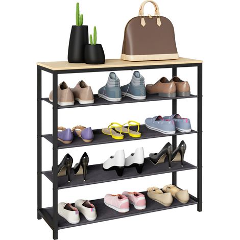 Estante de zapatos de madera de metal 4 compartimentos Taliro 87x90x30 - VCM