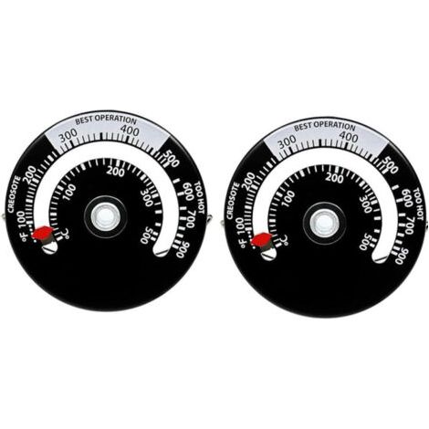 Thermomètre magnétique pour poêle à bois – affiche la température du conduit de cheminée – accessoire de sécurité pour poêle à bois, 2 pièces. (1/5)