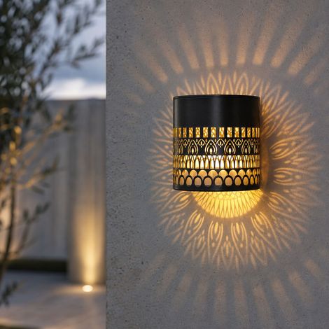 Applique Murale Solaire LED Projection, Lumière Chaude 2700K, Étanche IP65, Fer et ABS, Décoration Jardin Terrasse (1/4)