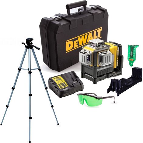 DeWalt DCE089D1G 3 Beam 3 Way Self Levelling Multi Line Laser Line Green +Tripod