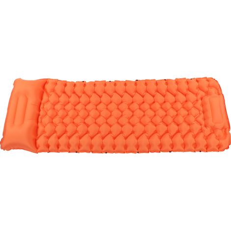 Tapis de sol camping orange matelas gonflable imperméable nylon soutien ergonomique gonflage au pied pour extérieur maison bureau (1/5)