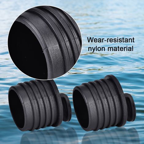 Lot de 4 bouchons de vidange noirs pour bateau, canoë ou kayak.