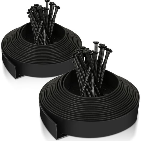 SWANEW 20m Bordi in plastica per prato, bordi flessibili per giardino Bordi decorativi per prato con 60 picchetti di ancoraggio (1/5)
