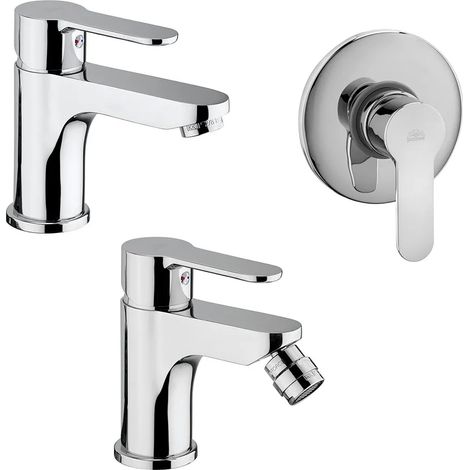Set rubinetti lavabo bidet e doccia Paffoni Blu in ottone cromato (1/5)